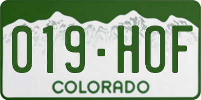 CO license plate 019HOF