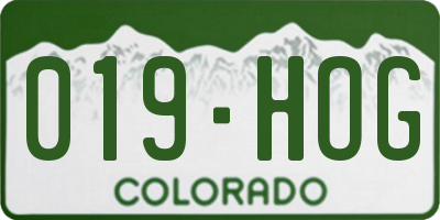 CO license plate 019HOG