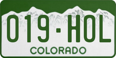 CO license plate 019HOL