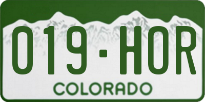 CO license plate 019HOR