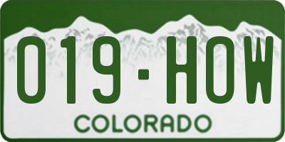 CO license plate 019HOW