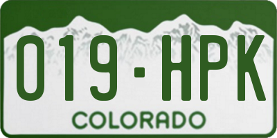 CO license plate 019HPK
