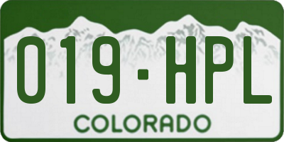 CO license plate 019HPL