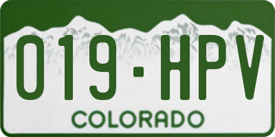 CO license plate 019HPV
