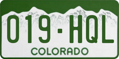 CO license plate 019HQL