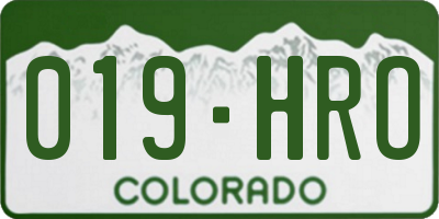 CO license plate 019HRO