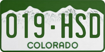 CO license plate 019HSD