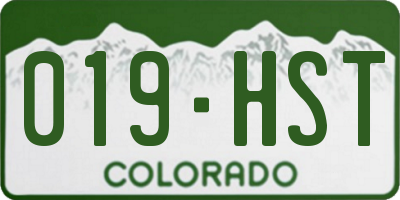 CO license plate 019HST