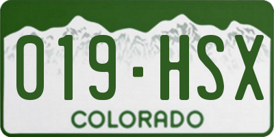 CO license plate 019HSX