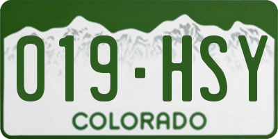 CO license plate 019HSY