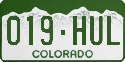 CO license plate 019HUL