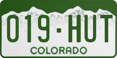CO license plate 019HUT