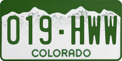 CO license plate 019HWW