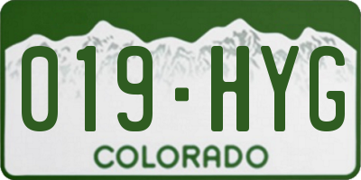 CO license plate 019HYG