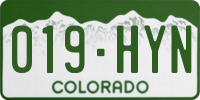 CO license plate 019HYN