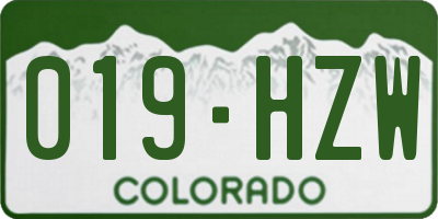 CO license plate 019HZW
