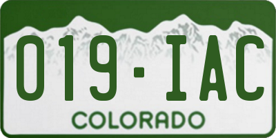 CO license plate 019IAC