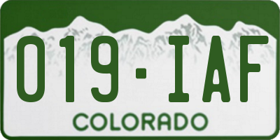 CO license plate 019IAF