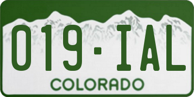 CO license plate 019IAL