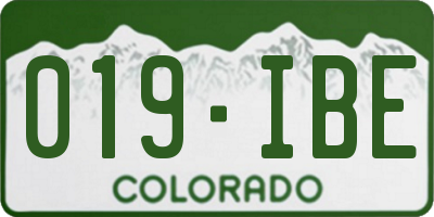 CO license plate 019IBE