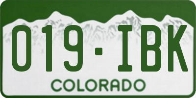 CO license plate 019IBK