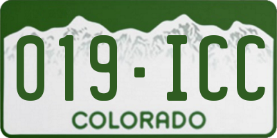 CO license plate 019ICC