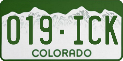 CO license plate 019ICK