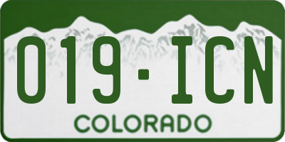 CO license plate 019ICN