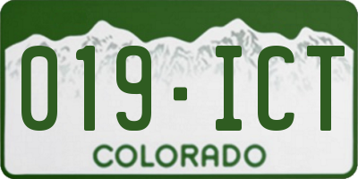 CO license plate 019ICT