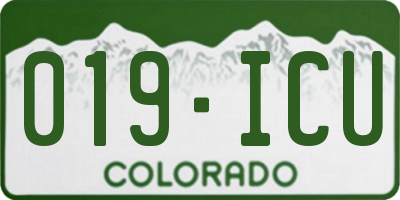 CO license plate 019ICU