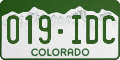 CO license plate 019IDC