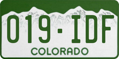 CO license plate 019IDF