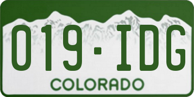CO license plate 019IDG