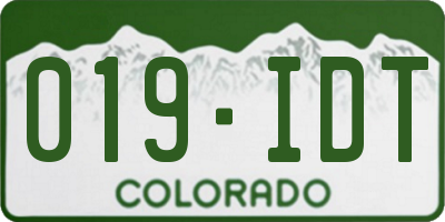 CO license plate 019IDT