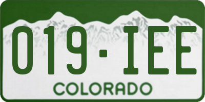 CO license plate 019IEE