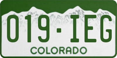 CO license plate 019IEG