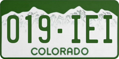 CO license plate 019IEI
