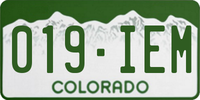 CO license plate 019IEM