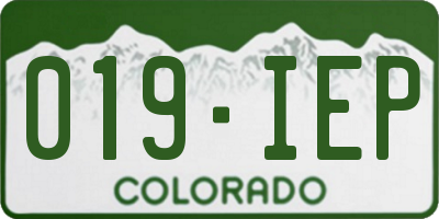 CO license plate 019IEP