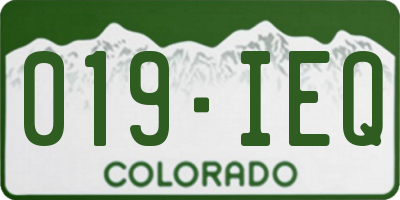 CO license plate 019IEQ