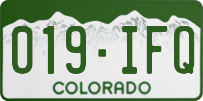 CO license plate 019IFQ