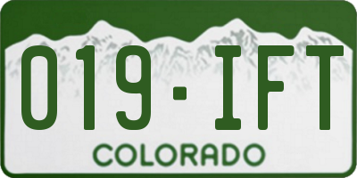 CO license plate 019IFT