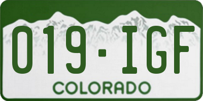CO license plate 019IGF