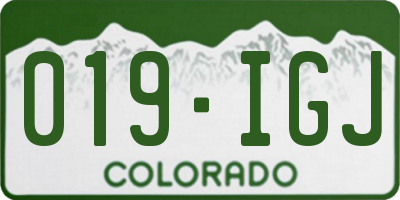 CO license plate 019IGJ