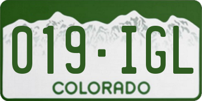 CO license plate 019IGL