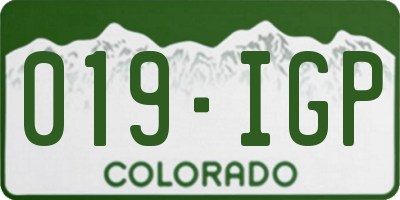 CO license plate 019IGP