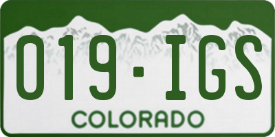 CO license plate 019IGS