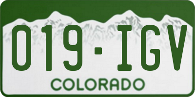 CO license plate 019IGV