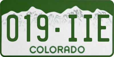 CO license plate 019IIE