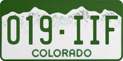 CO license plate 019IIF